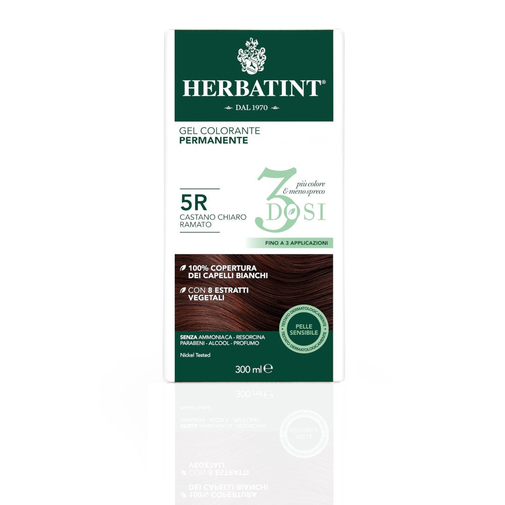 Herbatint Tintura Per Capelli Gel Permanente 5R Castano Chiaro Ramato 3 Dosi 300ml