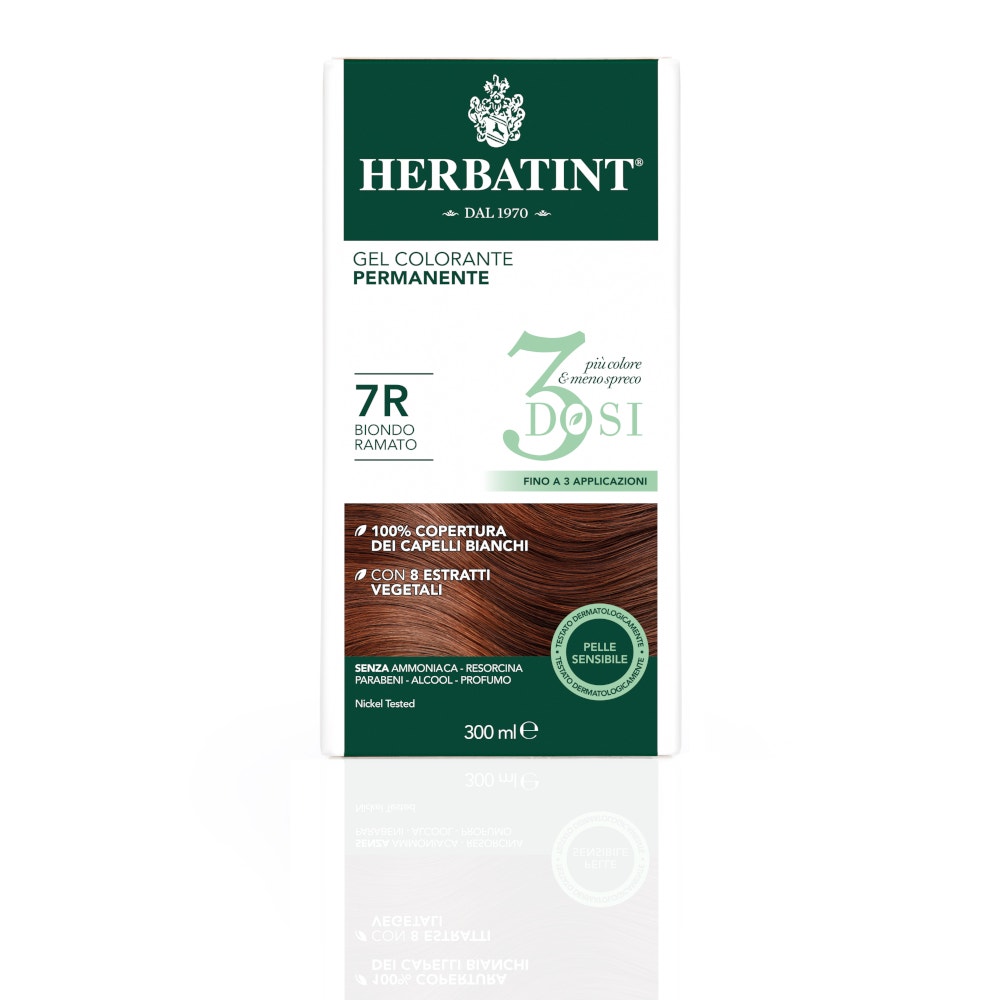 Herbatint Tintura Per Capelli Gel Permanente 7R Biondo Ramato 3 Dosi 300ml