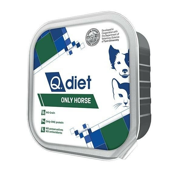 Q.Vet Q Diet Only Horse Cibo Umido Con Cavallo Per Cani/Gatti Adulti Vaschetta 85g