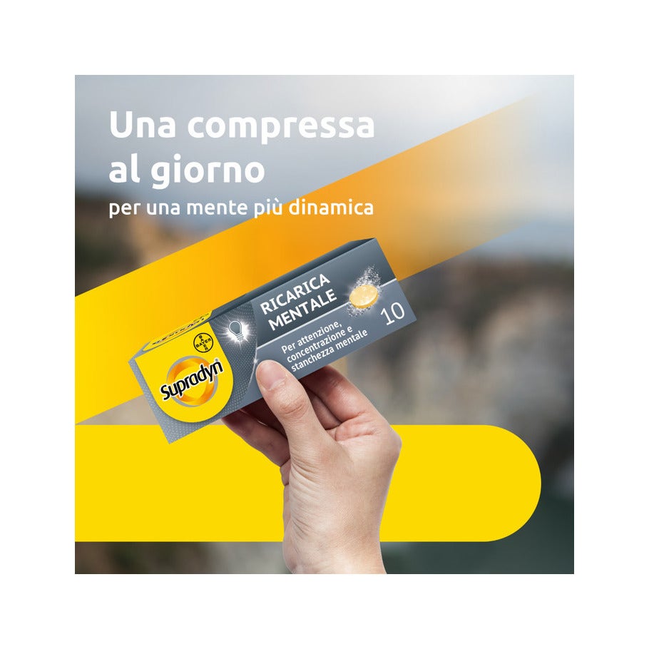 Supradyn Ricarica Mentale Integratore Memoria e Concentrazione con Guaranà 10 Compresse Effervescenti