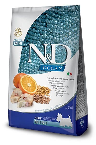 Farmina N&D Ocean Merluzzo E Farro Cani Adulti Taglia Mini Sacco 2,5kg