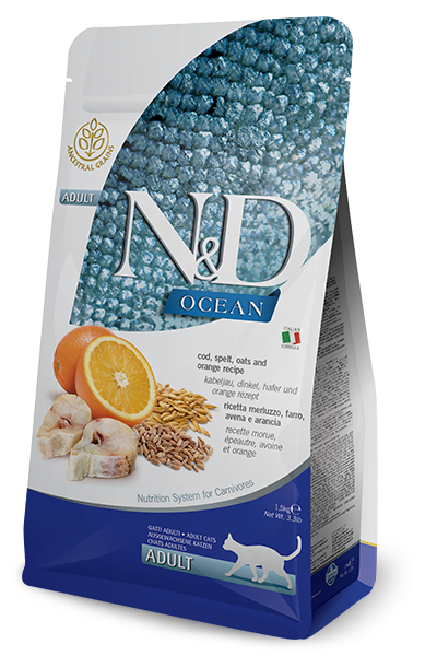 Farmina N&D Ocean Morue et Épeautre Chats Adultes Sac de 5 kg
