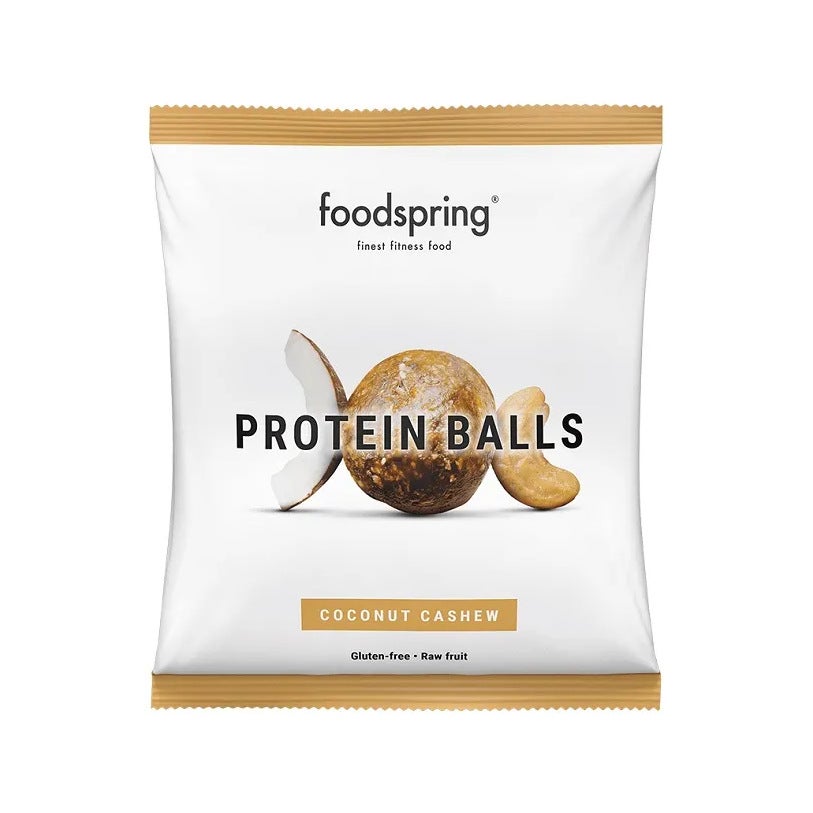 Foodspring Boules protéinées, en-cas protéiné saveur noix de coco et noix de cajou, 40 g