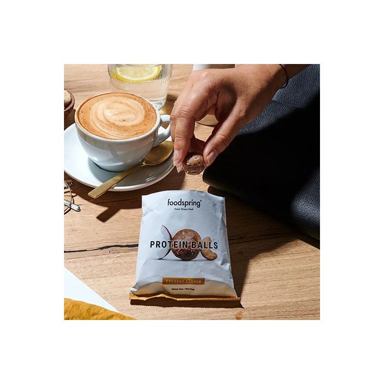 Foodspring Boules protéinées, en-cas protéiné saveur noix de coco et noix de cajou, 40 g