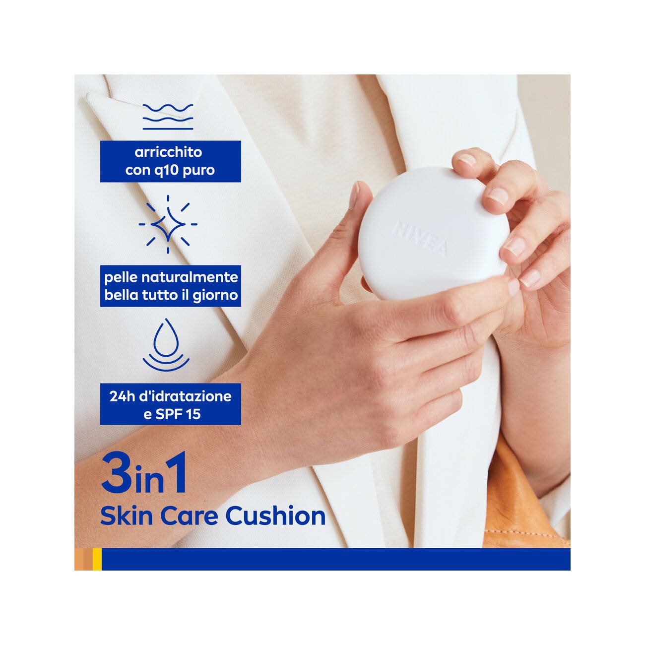 Nivea Q10 Plus Anti-age 3in1 Skin Care Cushion Light-medium Crema Viso Colorata Anti-età Fp15 15ml