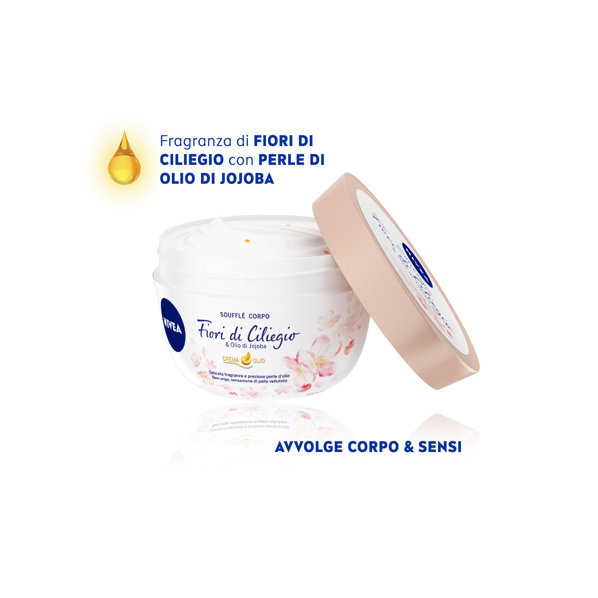 Nivea Soufflé Corpo Fiori Di Ciliegio & Olio di Jojoba Crema Corpo Idratante Leggera 200ml