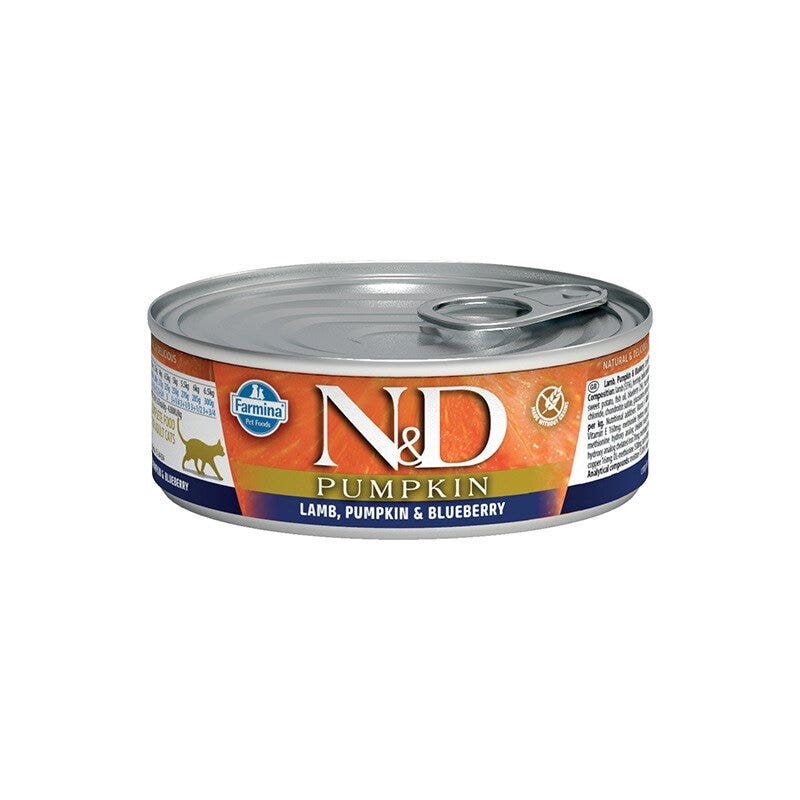 Farmina Natural & Delicious Pumpkin Con Agnello Zucca E Mirtillo Per Gatti Adulti 80g
