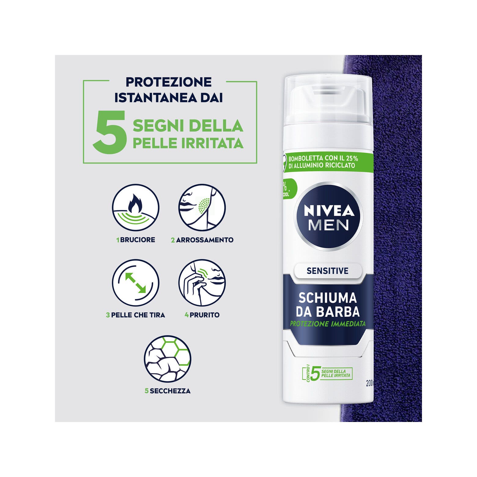 Nivea Men Sensitive Schiuma Da Barba Schiuma Per Una Rasatura Delicata Della Pelle Sensibile 200ml
