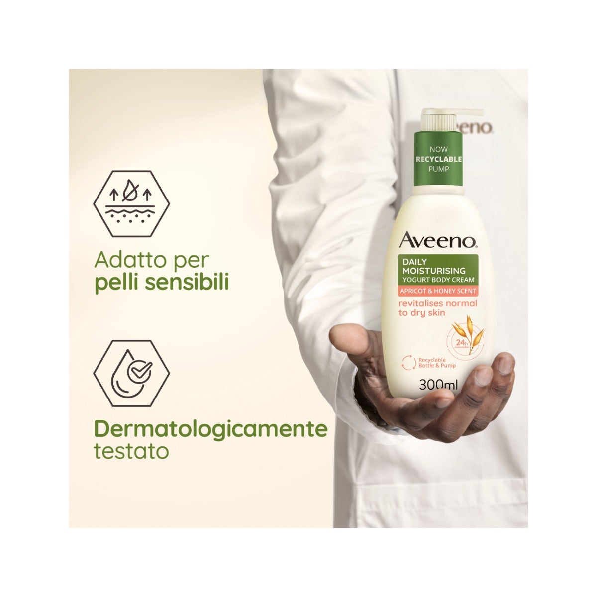 Aveeno Daily Moisturising Crema Corpo Yogurt Albicocca/Miele 300ml