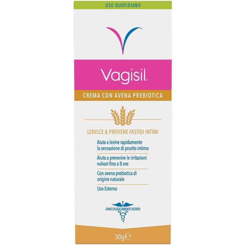 Vagisil Crème Intime Hydratante Apaisante à l'Avoine Prébiotique Naturelle pour les Irritations Intimes 30 g