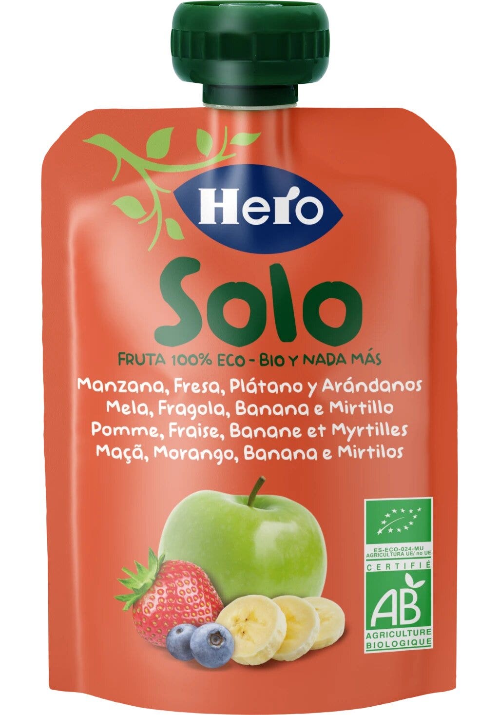 Hero Solo Frutta Frullata Mela Fragola Banana e Mirtilli 100% Bio 100g
