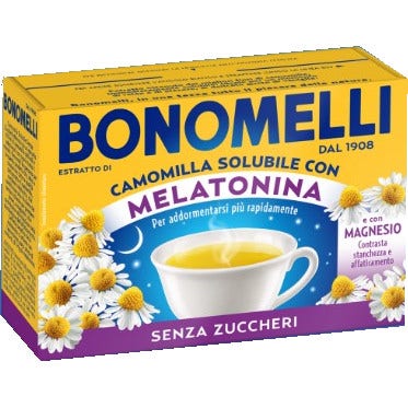 Bonomelli Camomille soluble, mélatonine et magnésium, 16 sachets