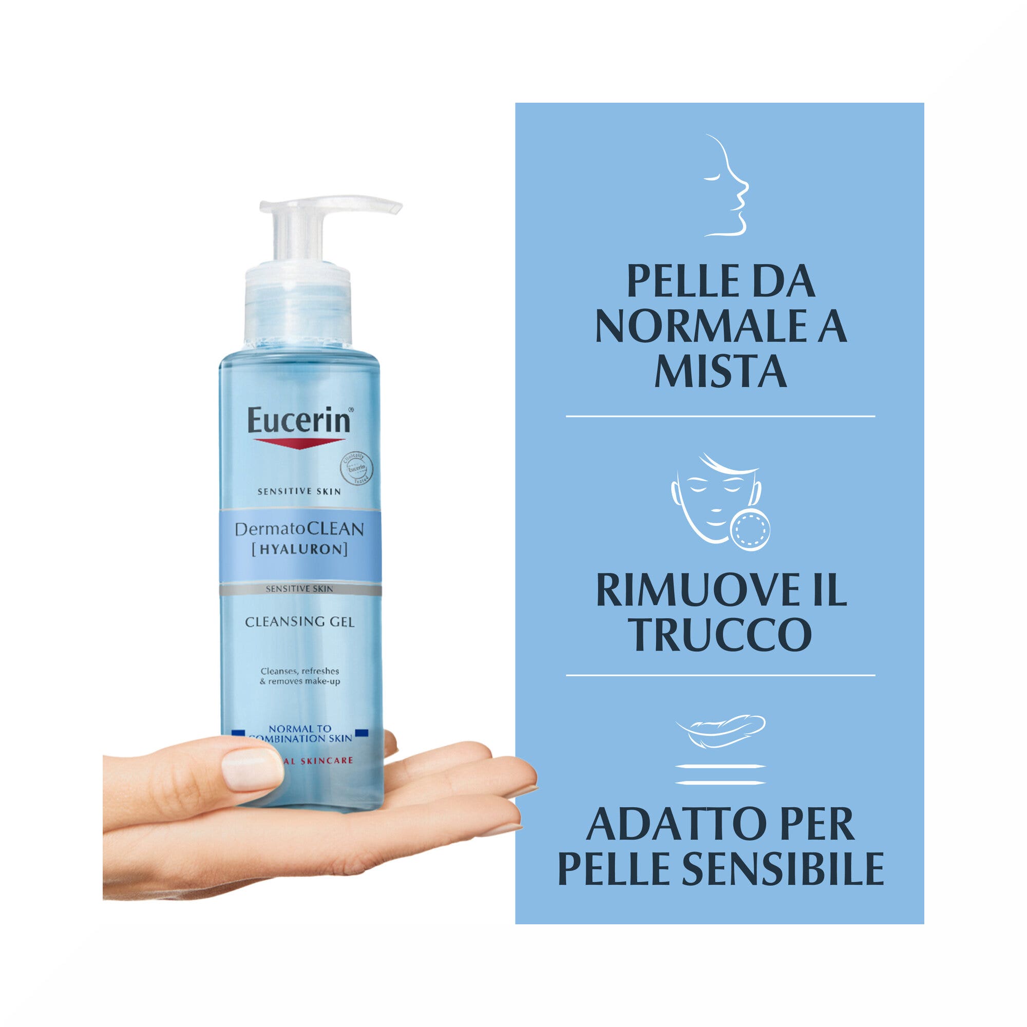 Eucerin DermatoClean Gel nettoyant hyaluronique pour le visage 200 ml