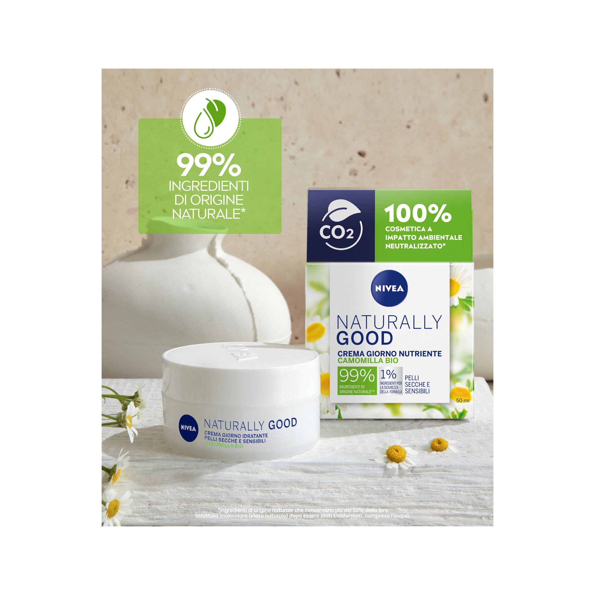 Nivea Naturally Good Crema Giorno Nutriente Viso Idratante Per Pelli Secche E Sensibili 50ml