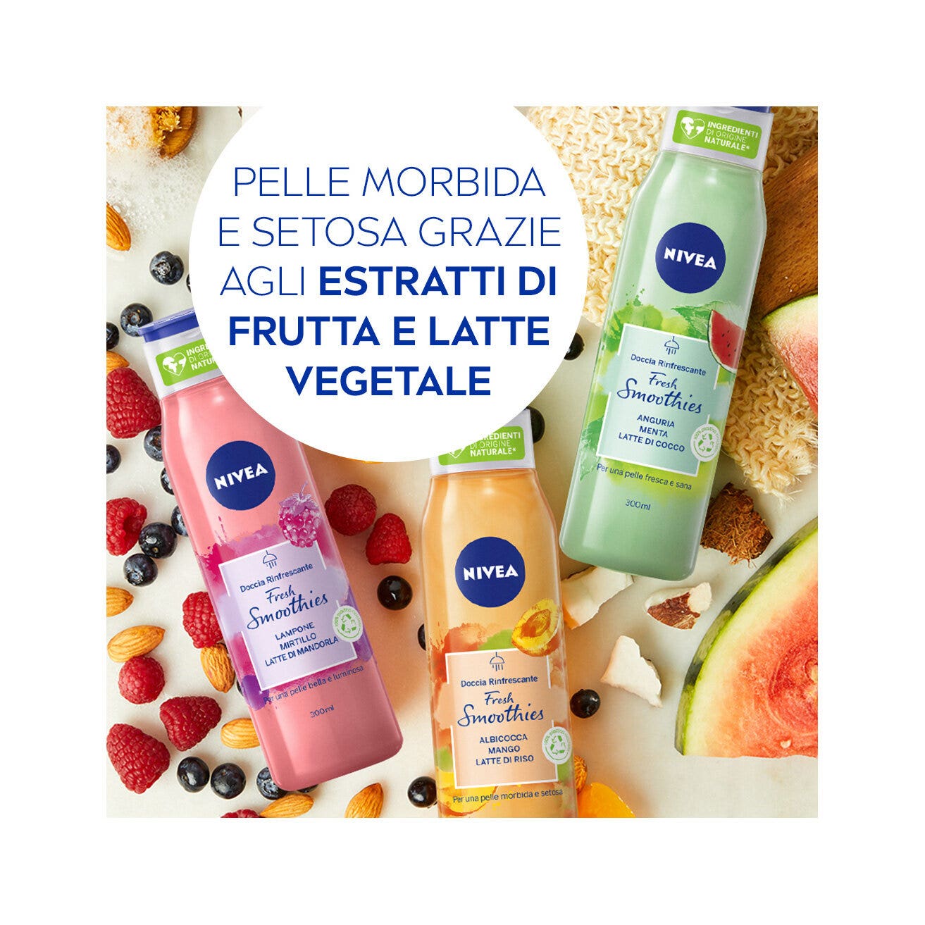 Nivea Gel Doccia Fresh Smoothies Albicocca & Mango Bagnoschiuma Con Ingredienti Naturali 300ml