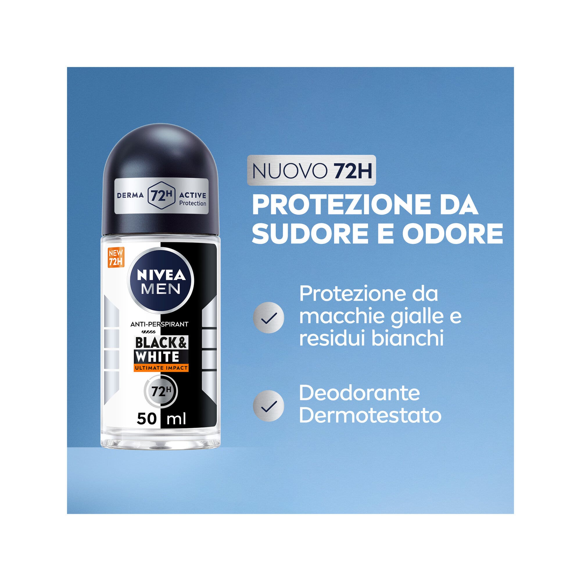Nivea Men Black&white Invisible Ultimate Impact Déodorant anti-transpirant à bille 50 ml