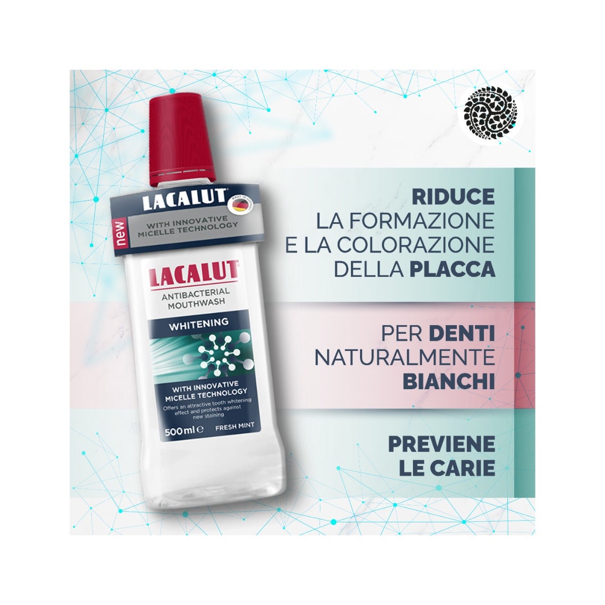 Lacalut Bain de bouche micellaire blanchissant 500 ml