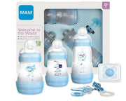 Coffret cadeau pour nouveau-nés Mam Bleu clair 2 biberons Easy Start 160 ml + 1 biberon Easy Start Anti-Colic 260 ml + 1 tétine + 1 clip