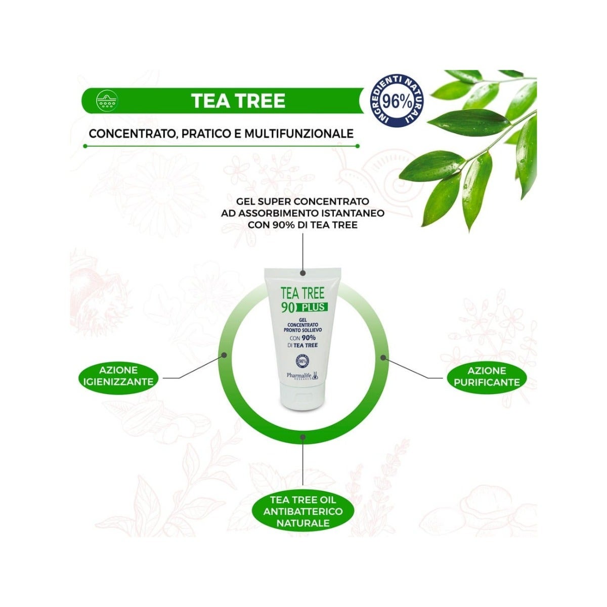 Pharmalife Tea Tree 90 Plus Gel Concentré Soulagement Immédiat 75 ml