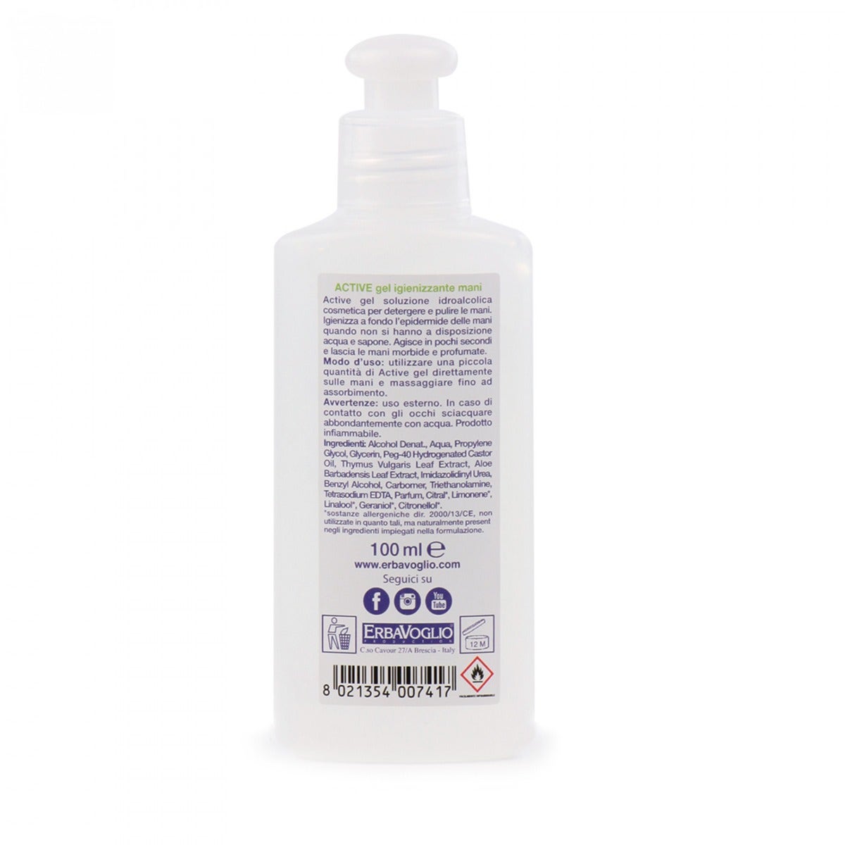 Active Gel désinfectant pour les mains à l'aloe vera 100 ml