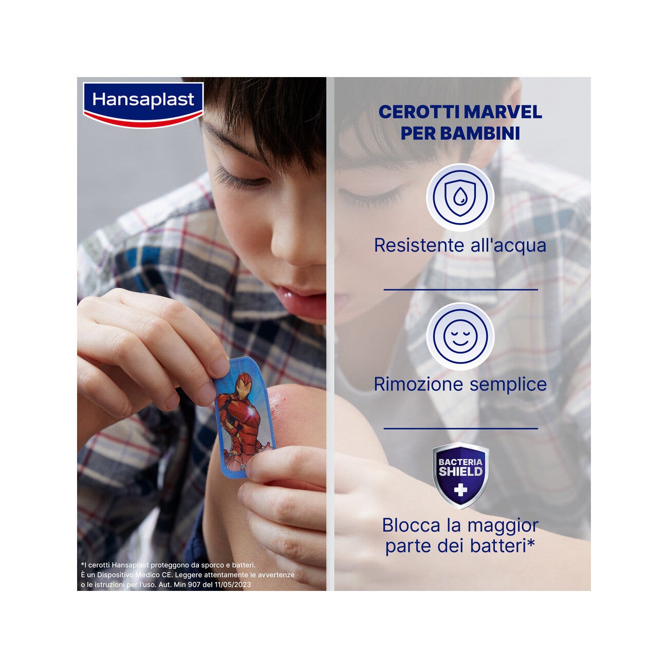 Hansaplast Pansements Marvel pour enfants, imperméables et doux, 2 formats, 20 pièces
