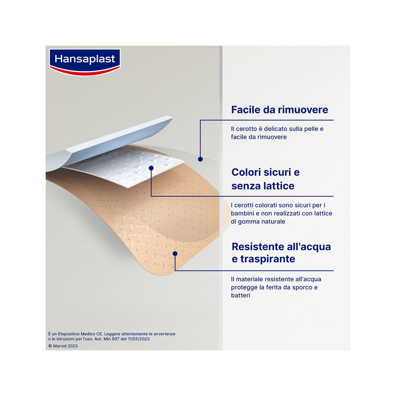Hansaplast Pansements Marvel pour enfants, imperméables et doux, 2 formats, 20 pièces