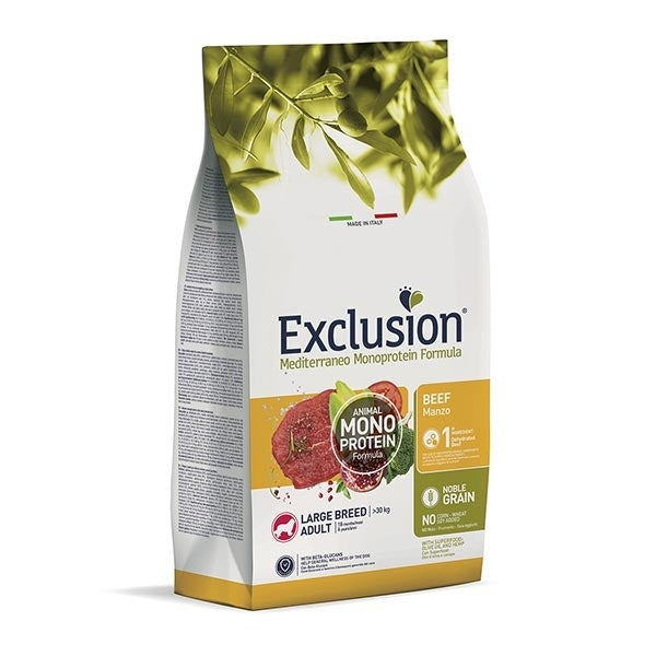 Exclusion Mediterraneo Monoprotein Croquettes au bœuf pour chiens adultes de grande taille, sac de 12 kg