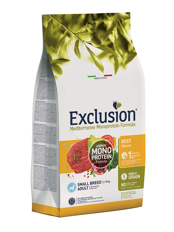Exclusion Mediterraneo Monoprotein Formula Noble Grain Beef Croquettes au bœuf pour chiens adultes de petite taille Sac de 2 kg