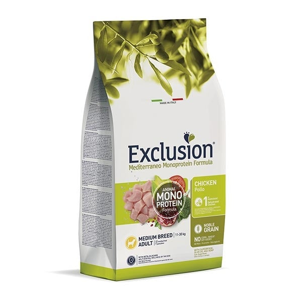Exclusion Mediterraneo Monoprotein Croquettes au poulet pour chiens adultes de taille moyenne, sac de 3 kg