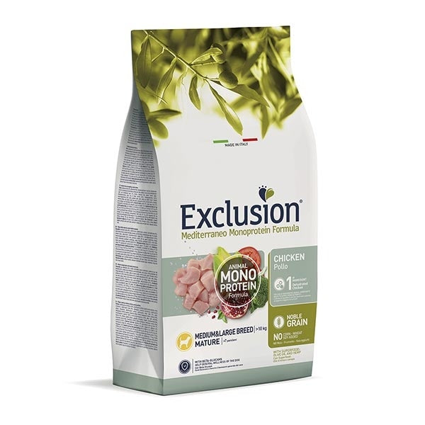 Exclusion Mediterraneo Monoprotein Croquettes au poulet pour chiens adultes de taille moyenne/grande, sac de 3 kg
