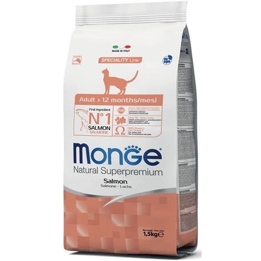 Monge Saumon Croquettes pour chats adultes Sac de 1,5 kg