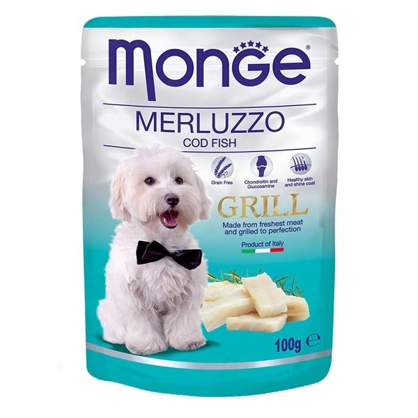 Monge Grill Morue Nourriture humide pour chiens adultes 100 g