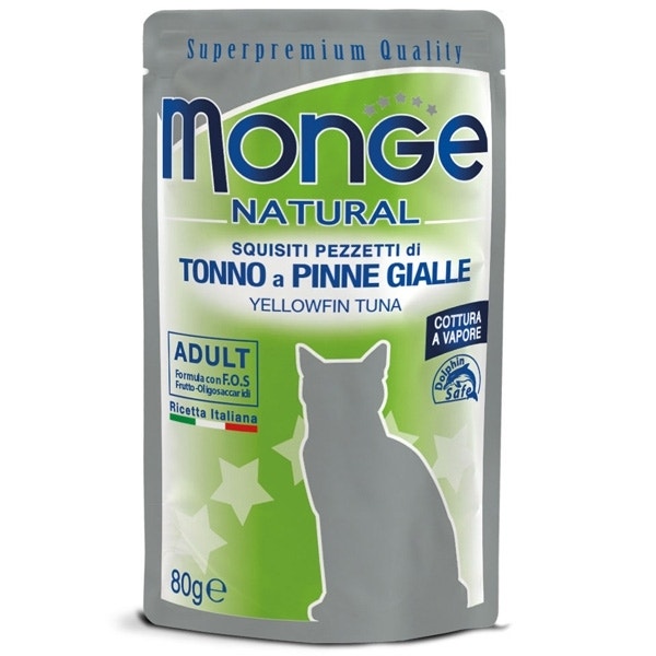 Monge Natural Superpremium Thon à nageoires jaunes, nourriture humide pour chats adultes, 80 g