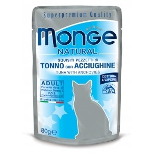 Monge Natural Superpremium Thon aux Anchois, nourriture humide pour chats adultes, 80 g