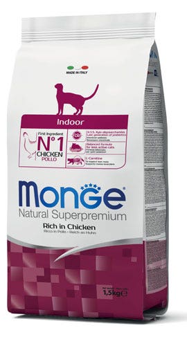 Monge Natural Superpremium Indoor Riche en Poulet Croquettes pour Chats Adultes Sac de 1,5 kg