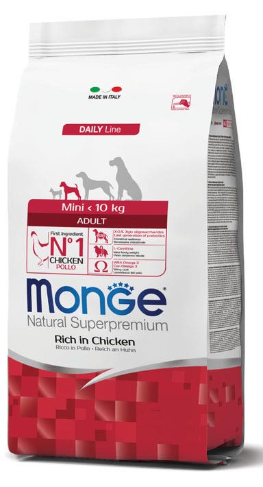 Monge Natural Superpremium Mini Senior Riche en Poulet Croquettes pour Chiens Adultes de Petite Taille Sac de 800 g