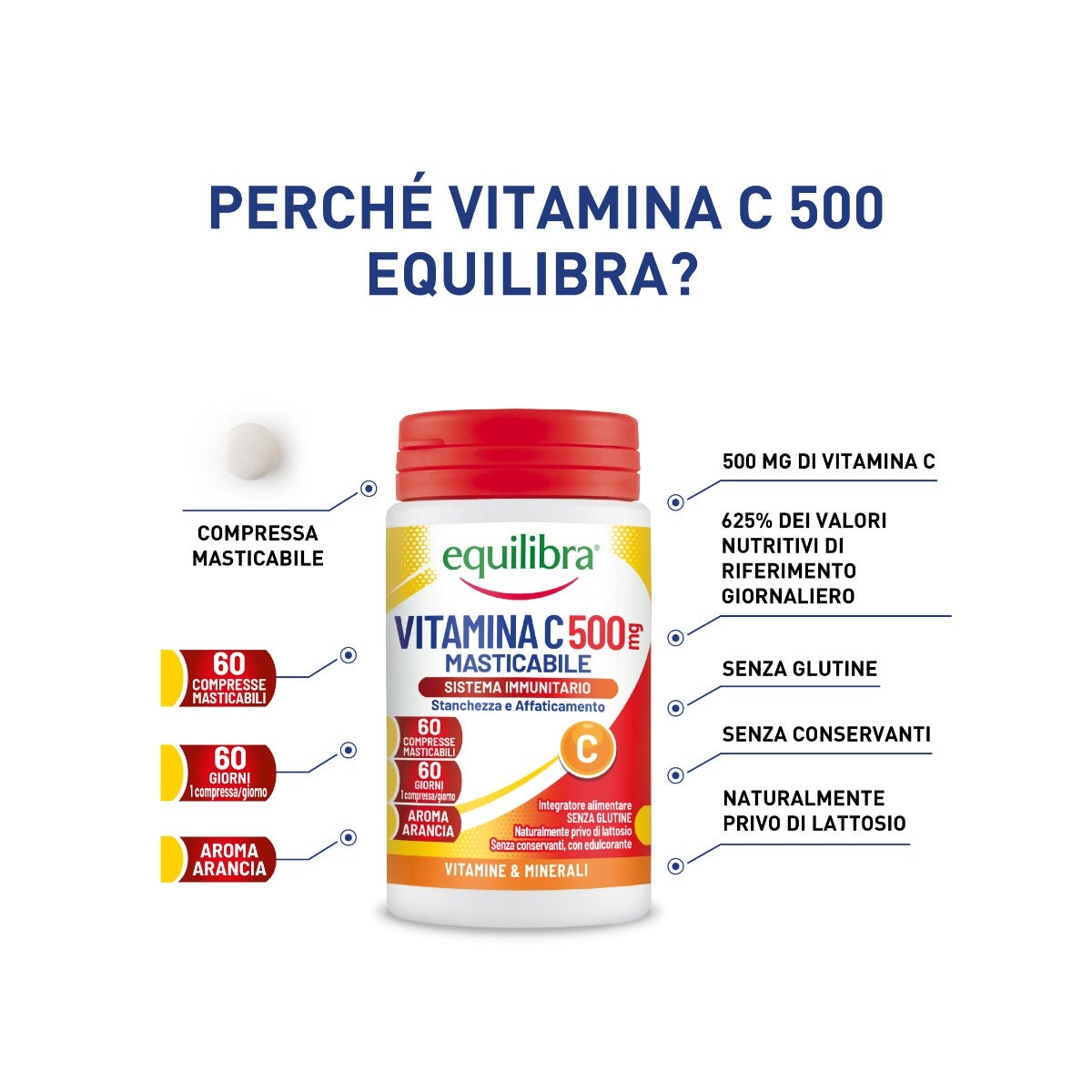Equilibra Vitamina C 500 60 Compresse Masticabili