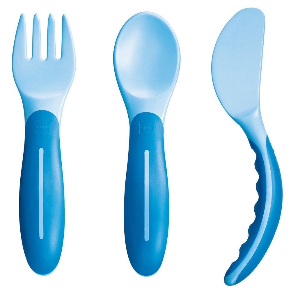 Mam Baby's Cutlery Set Couverts bleus pour enfants à partir de 6 mois