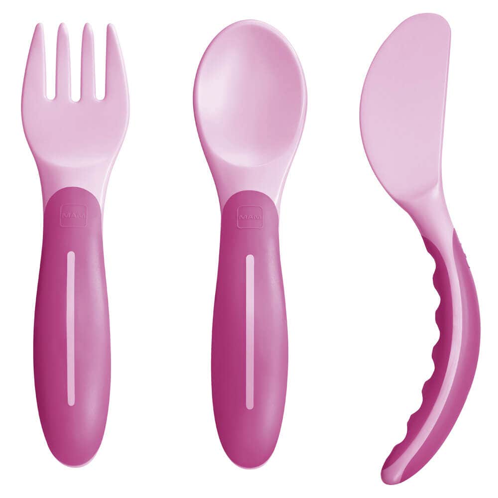 Mam Baby's Cutlery Set Couverts roses pour filles 6 mois+