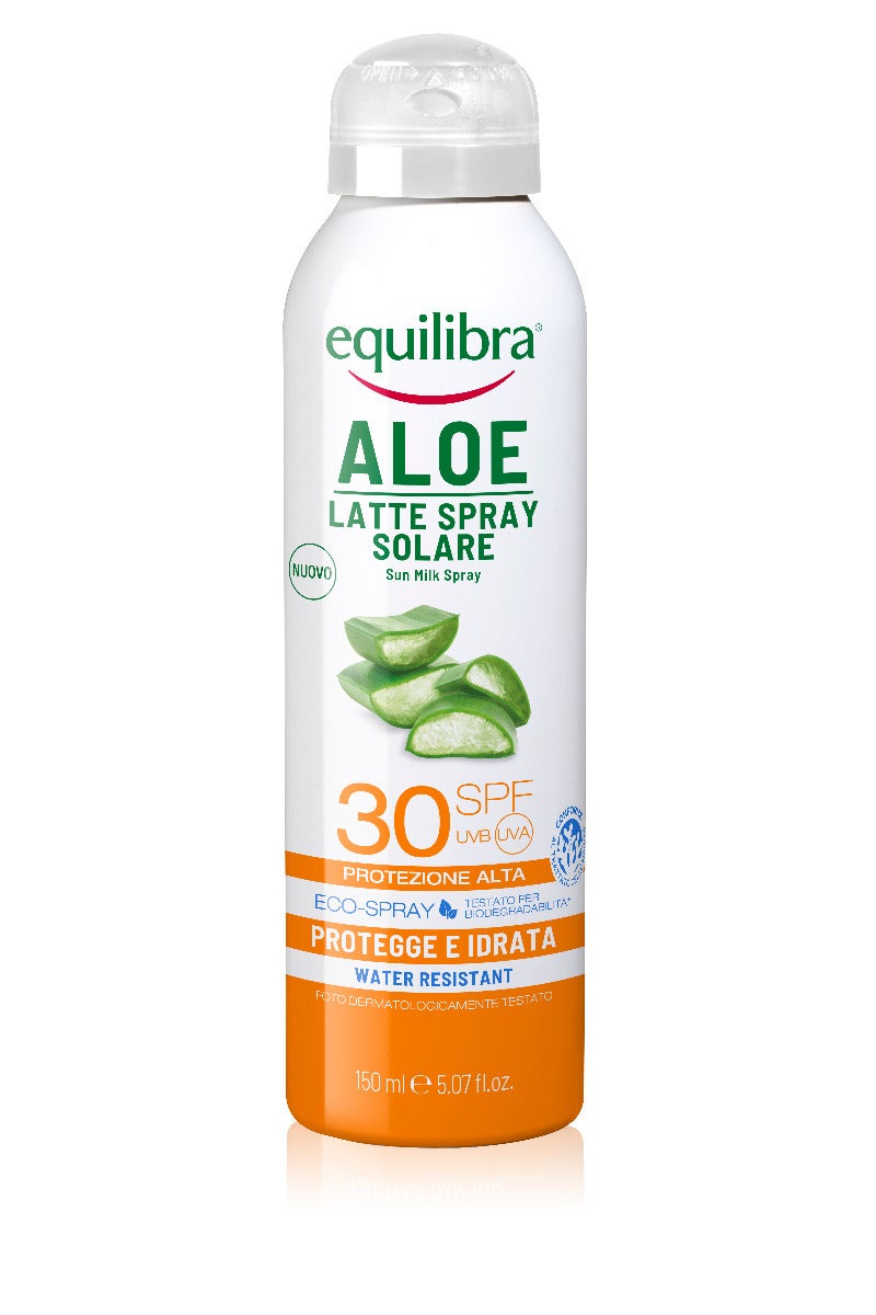 Equilibra Aloe Lait solaire en spray pour le corps, peau sensible SPF30 150 ml