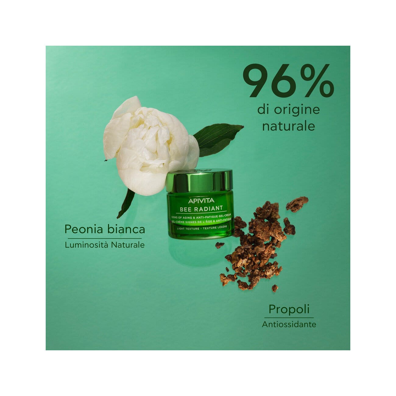 Apivita Bee Radiant Crème-gel anti-fatigue à la pivoine Light 50 ml