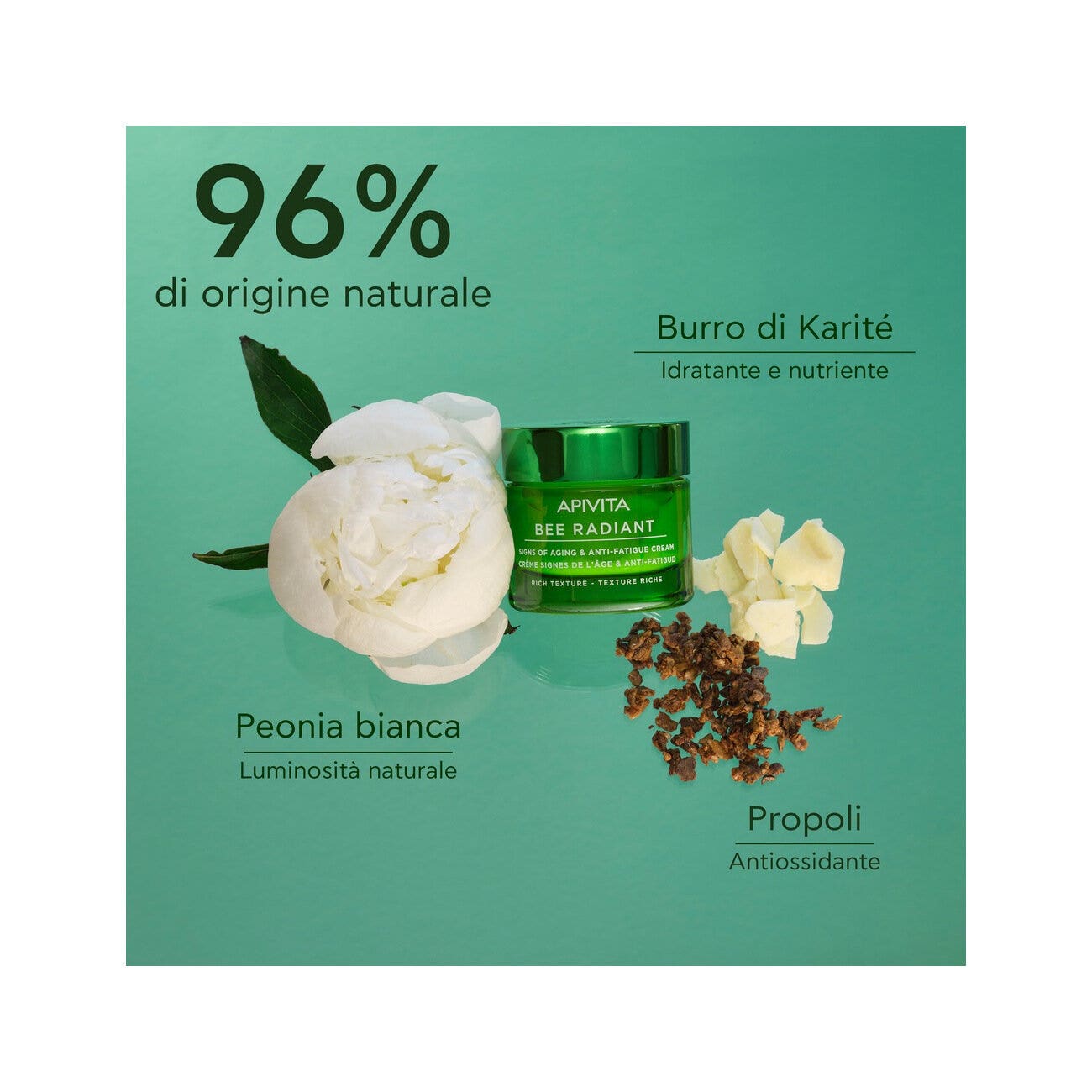 Apivita Bee Radiant Crème-gel anti-fatigue Peony Rich 50 ml