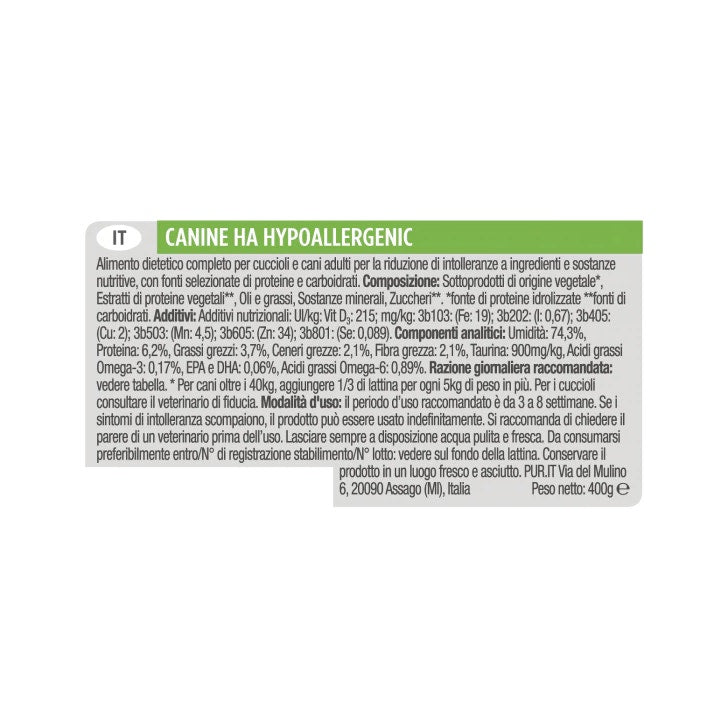 Purina Pro Plan Veterinary Diets Nourriture humide pour chien HA Hypoallergénique Boîte de 400 g
