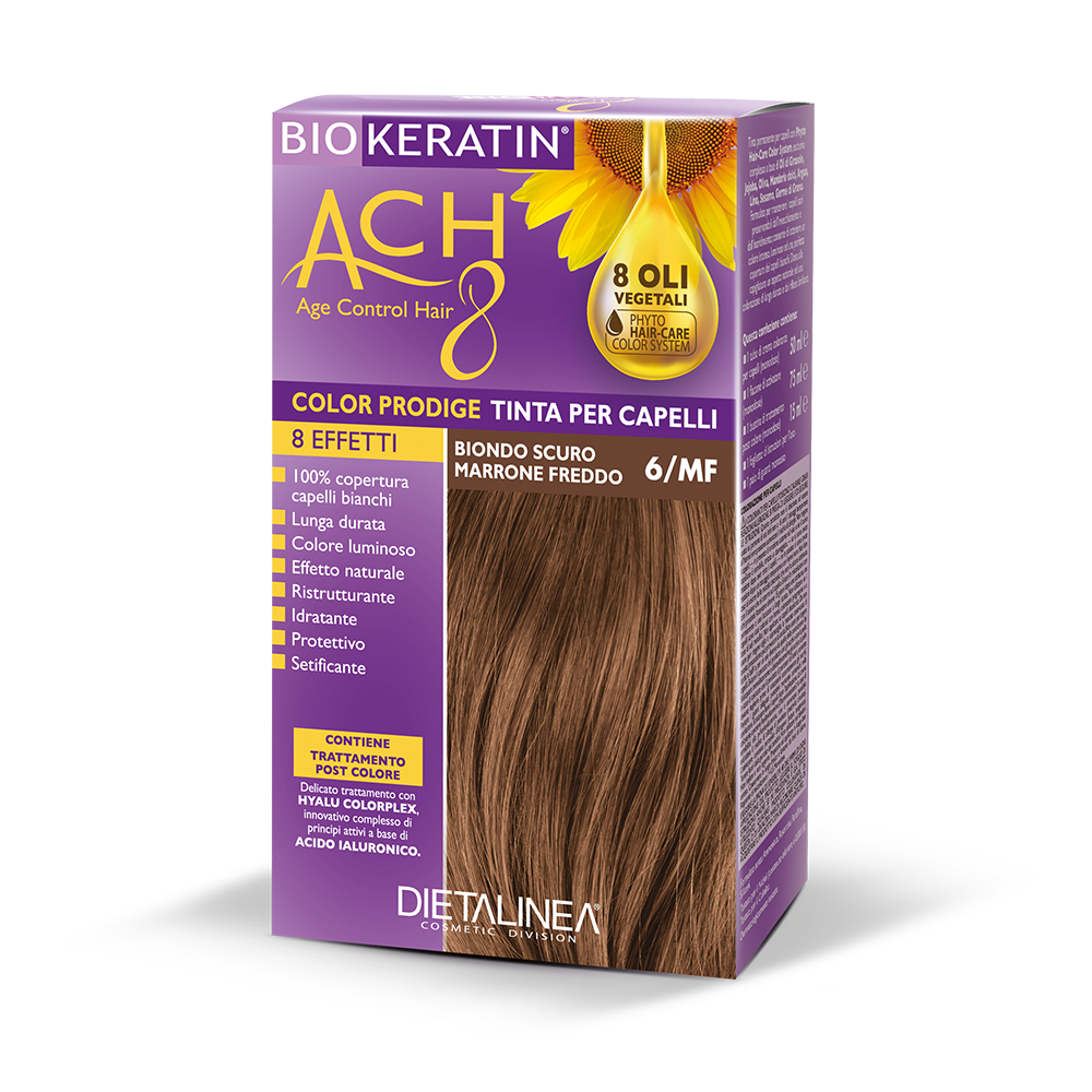 Biokeratin ACH 8 Kit de coloration pour cheveux 6/MF Blond foncé Brun froid