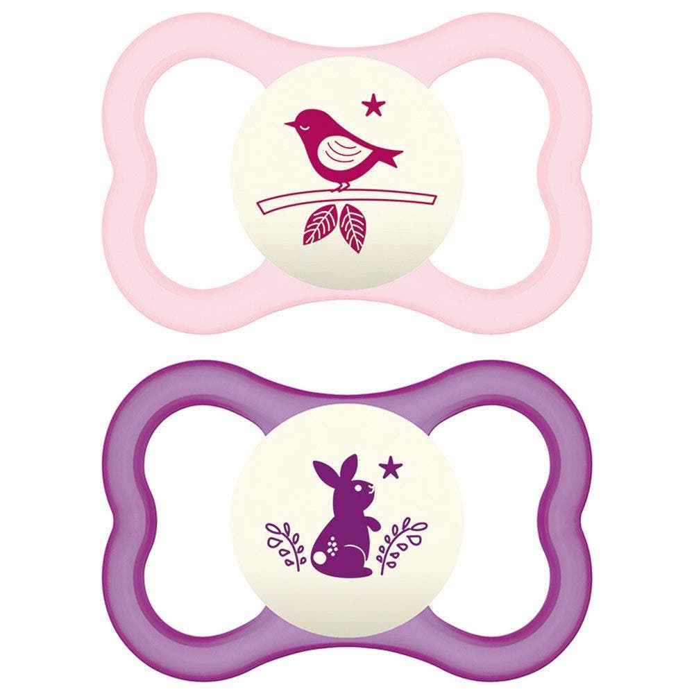 Mam Air Night Set Sucette en silicone pour filles 6 mois+ Motifs assortis