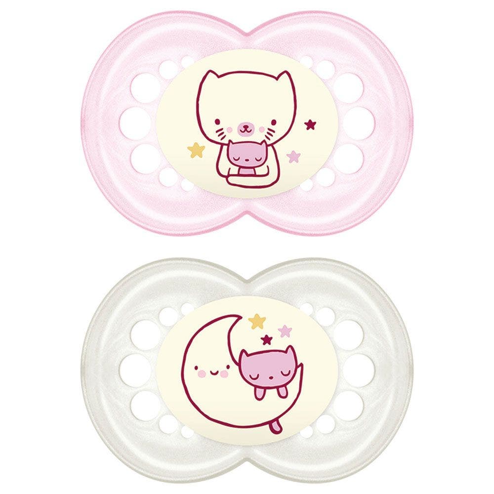 Mam Night Set Succhietto In Silicone Per Bambine 6 Mesi+ Fantasia Assortita