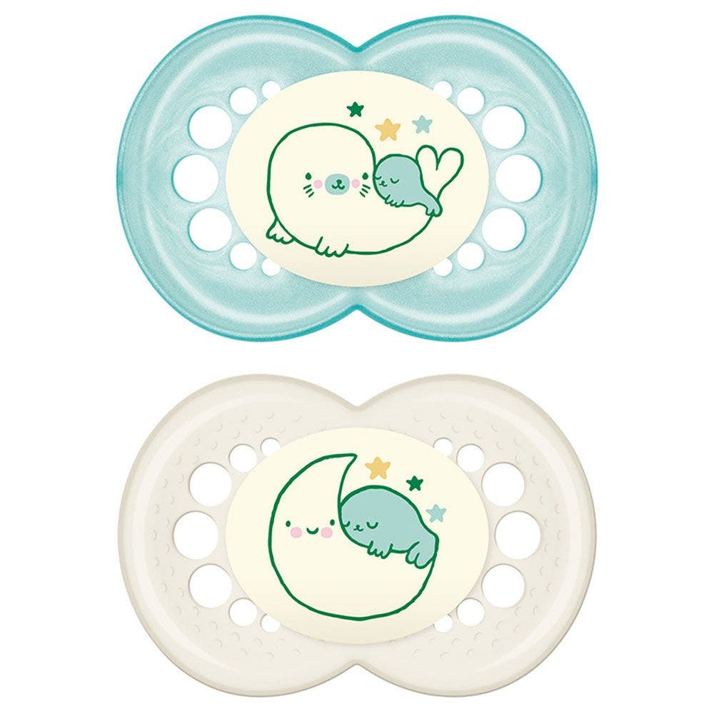 Mam Night Set Succhietto In Silicone Per Bambini 6 Mesi+ Fantasia Assortita