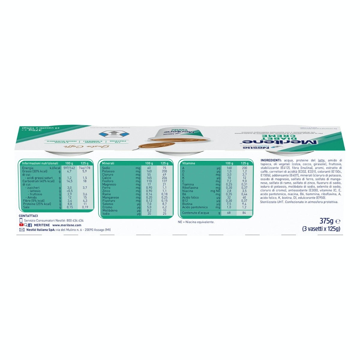 Meritene Diabet Crème Café 3 x 125 g
