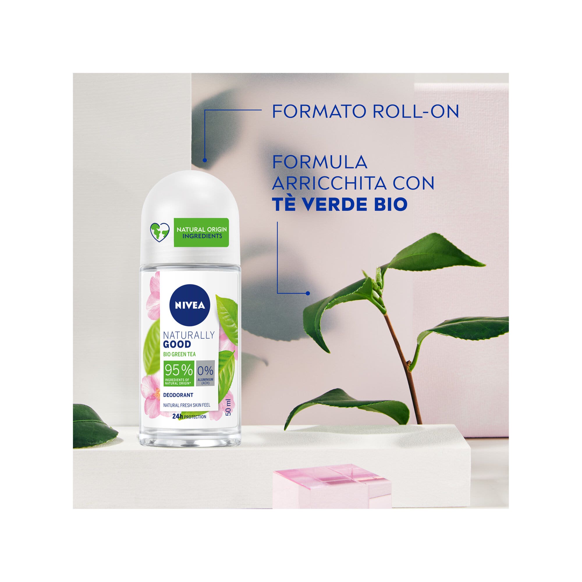 Nivea Naturally Good Green Tea Déodorant à bille au thé vert bio et 0 % d'aluminium 50 ml