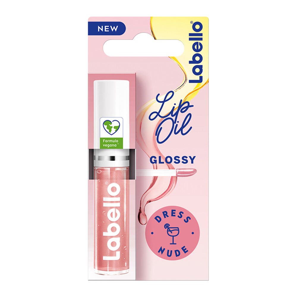 Labello Lip Oil Effet Glossy Baume à lèvres coloré, volumateur et hydratant 5,5 ml – Dress Nude